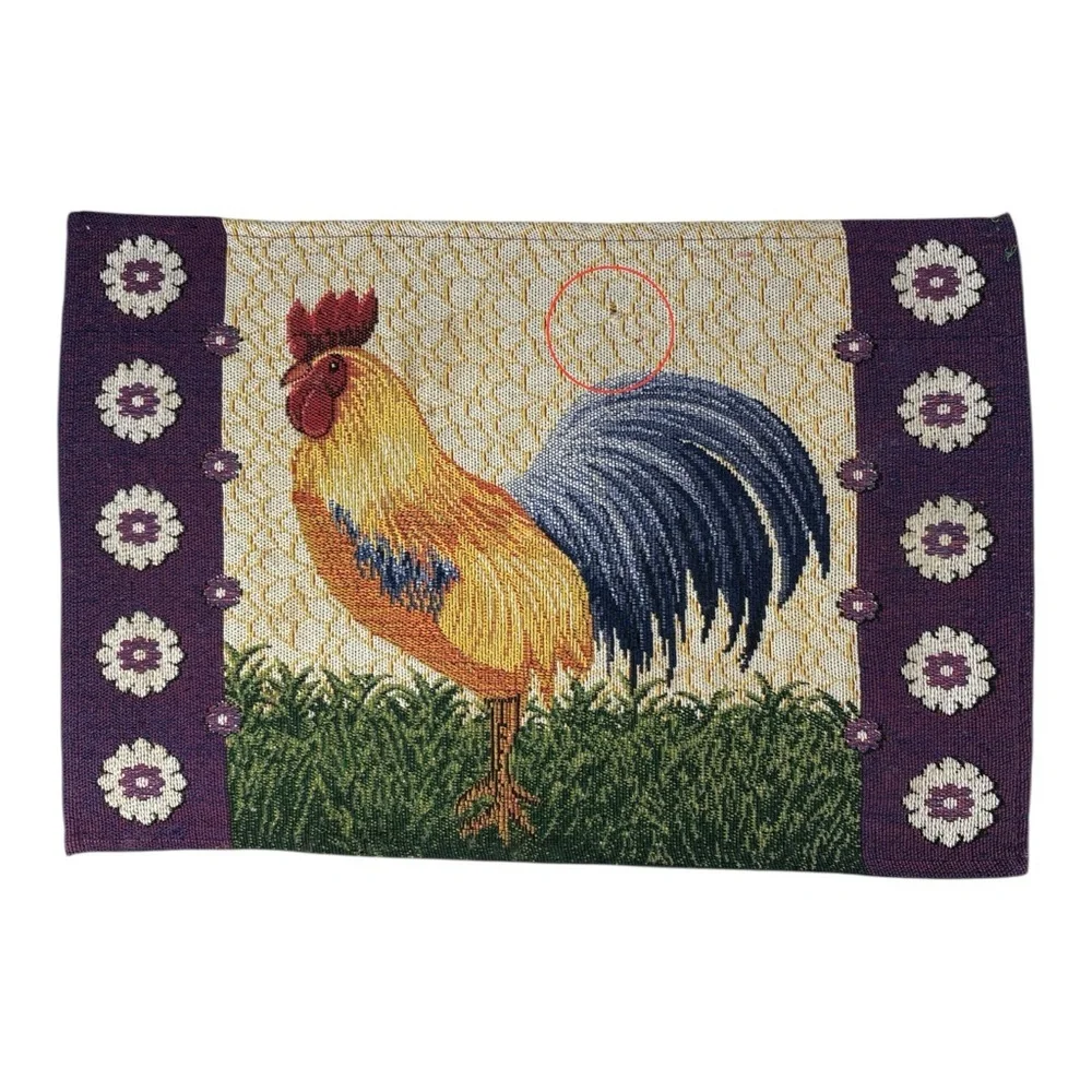 Set of 8 Tapestry Placemats Rooster Chicken Farmhouse Country 18